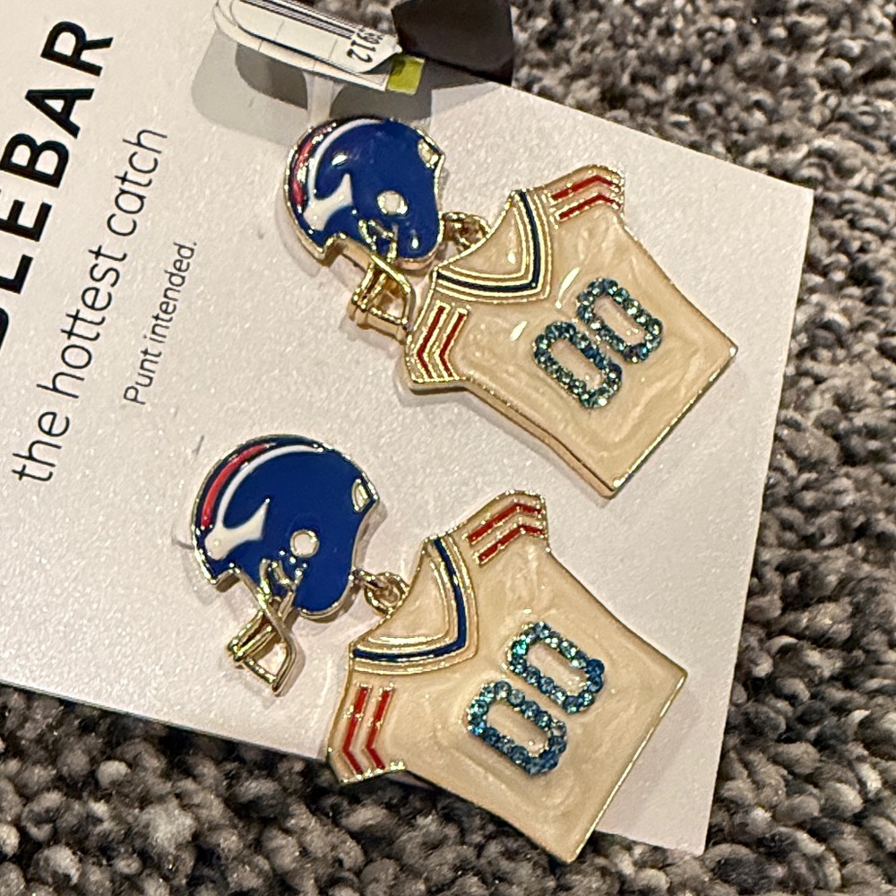 BaubleBar Blue Red and White Football Earrings - Picture 2 of 3